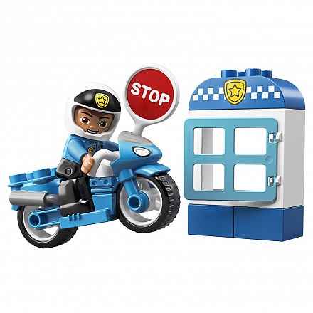 Конструктор из серии Lego Duplo Town - Полицейский мотоцикл, 7 деталей и фигурка 